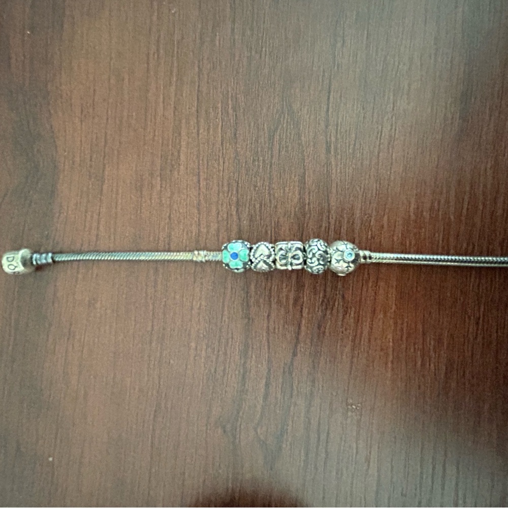 Pandora Silver and Blue Charm Bracelet